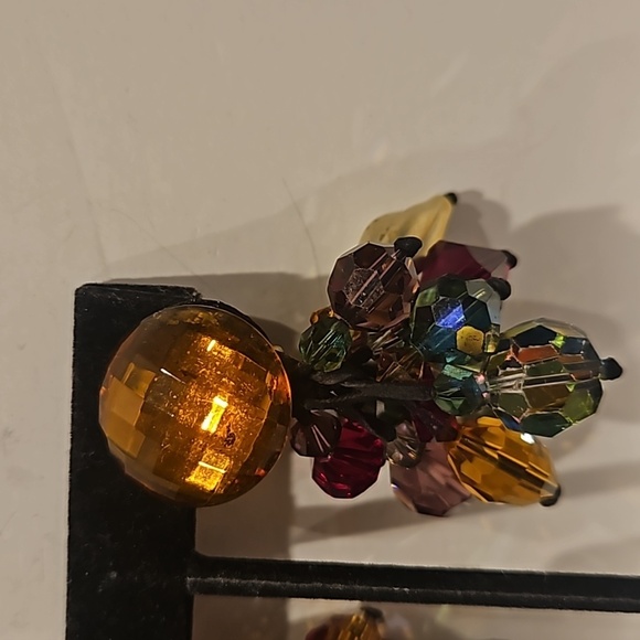 Colored Crystal Beads & AB Beads on Clip-on Earrings - Picture 2 of 6